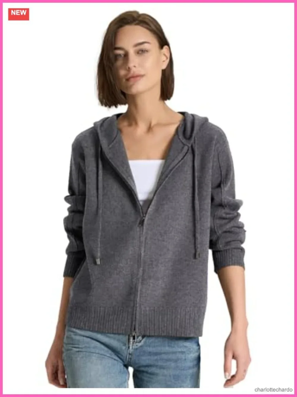 Full Zip Up Hoodie Cardigan Long Sleeve Drawstring Knit Sweater